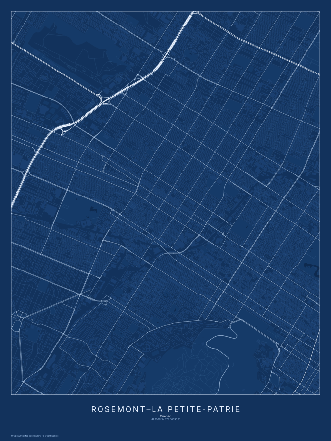 Rosemont–La Petite-Patrie map poster, blueprint style