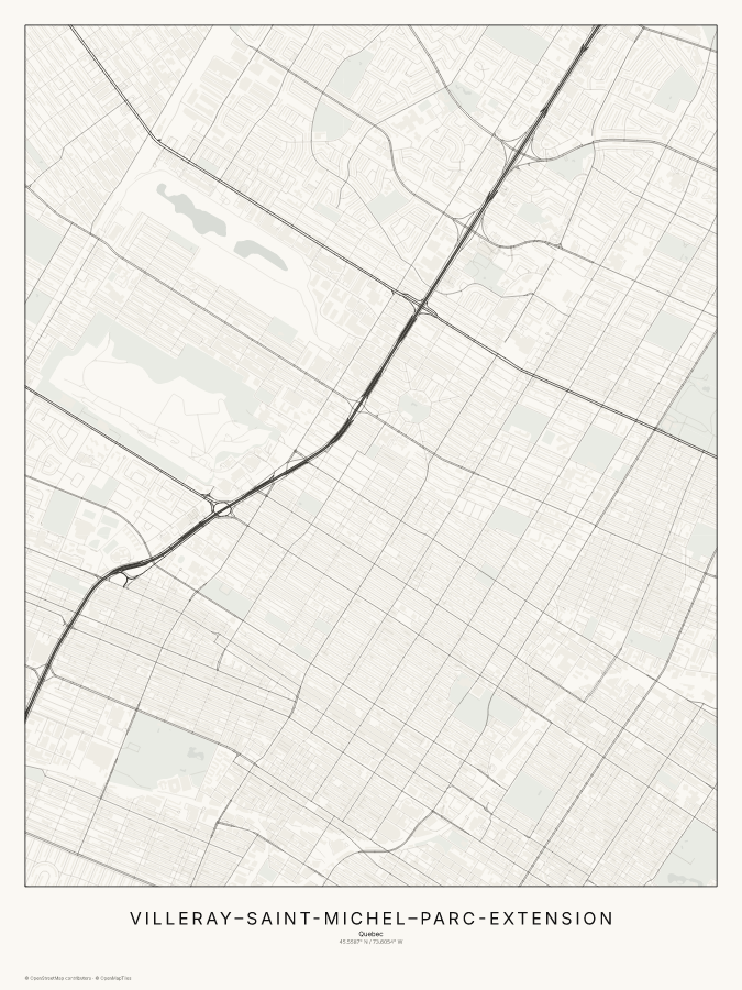 Villeray–Saint-Michel–Parc-Extension map poster, classic style