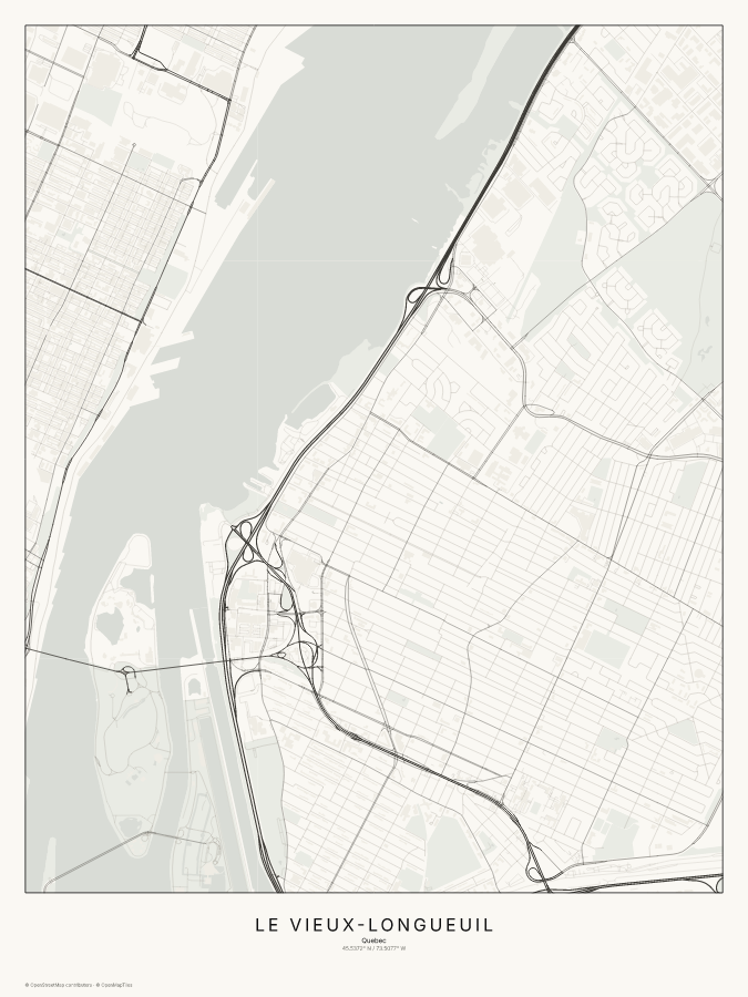 Le Vieux-Longueuil map poster, classic style
