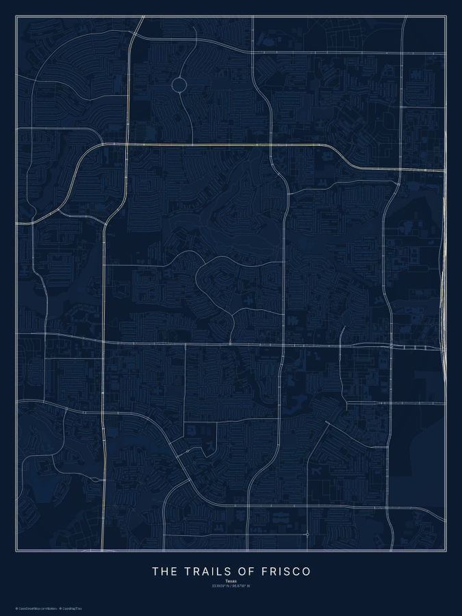 The Trails of Frisco map poster, midnight style