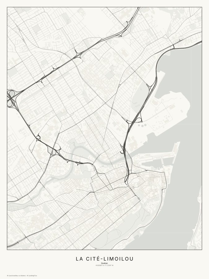 La Cité-Limoilou map poster, classic style