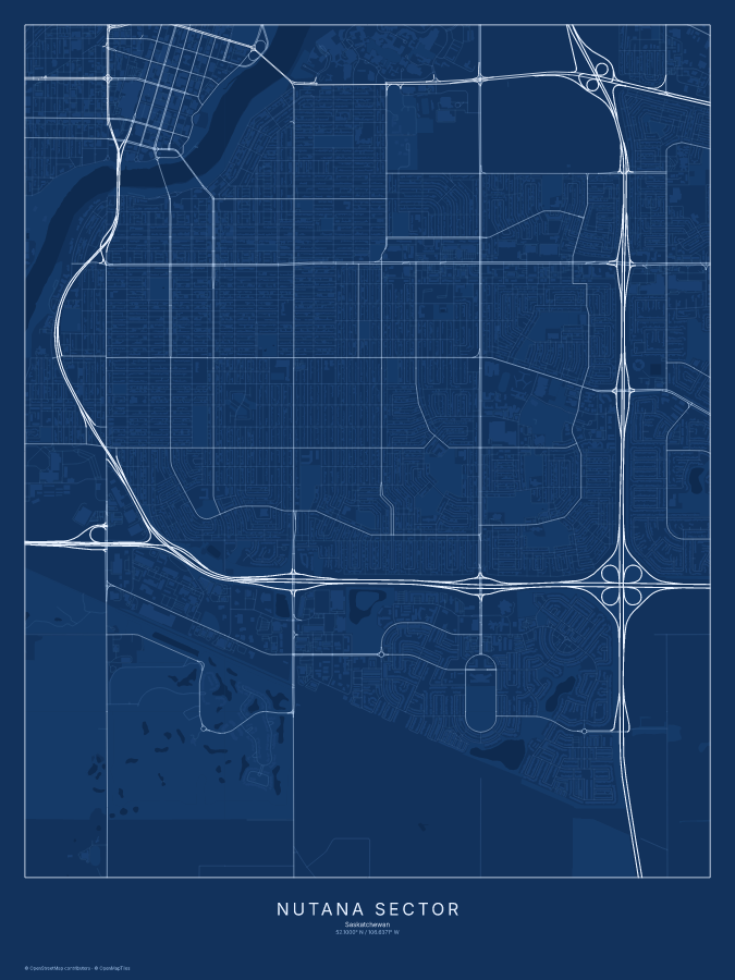 Nutana Sector map poster, blueprint style