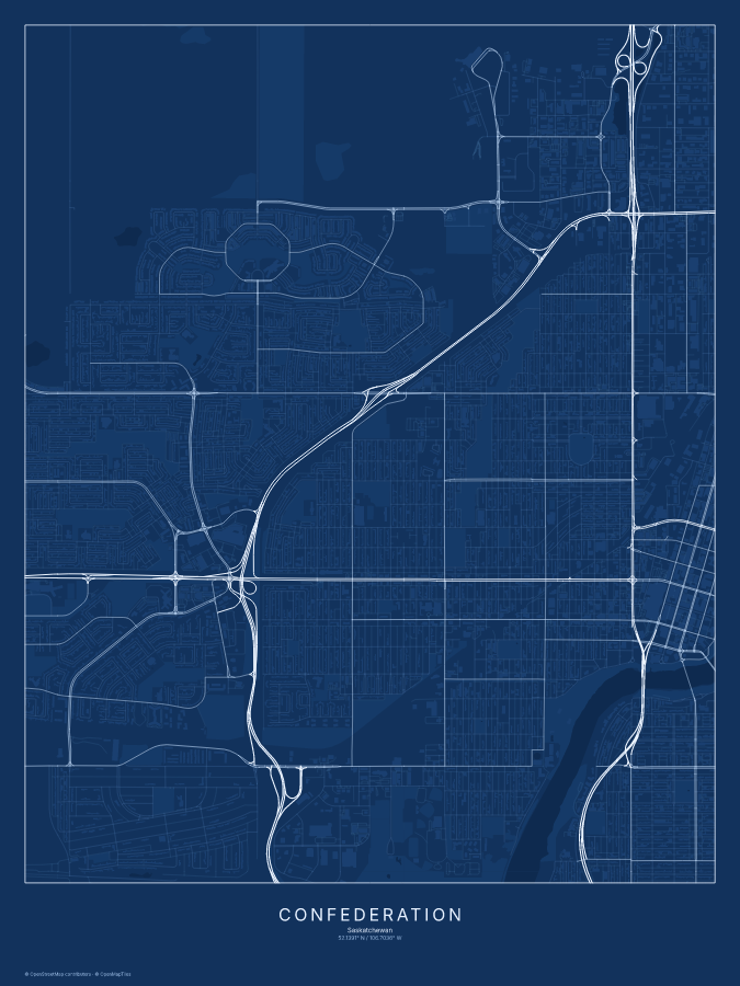 Confederation map poster, blueprint style