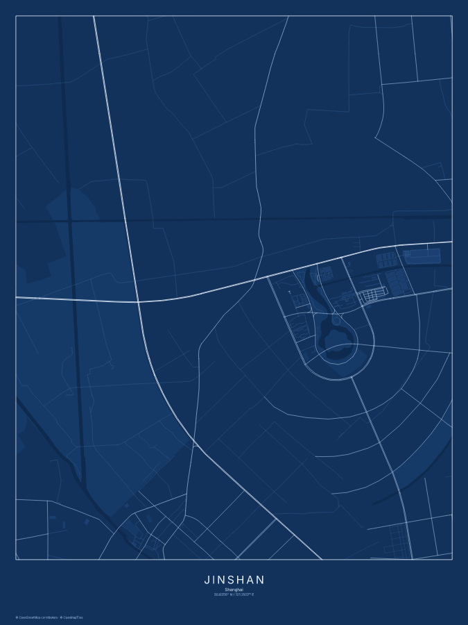 Jinshan map poster, blueprint style