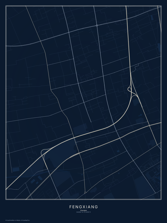 Fengxiang map poster, midnight style