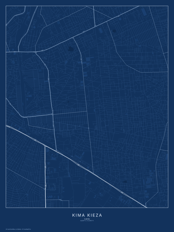 Kima Kieza map poster, blueprint style