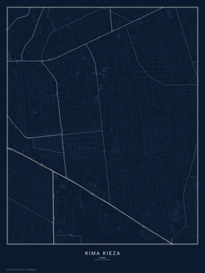 Kima Kieza map poster, midnight style