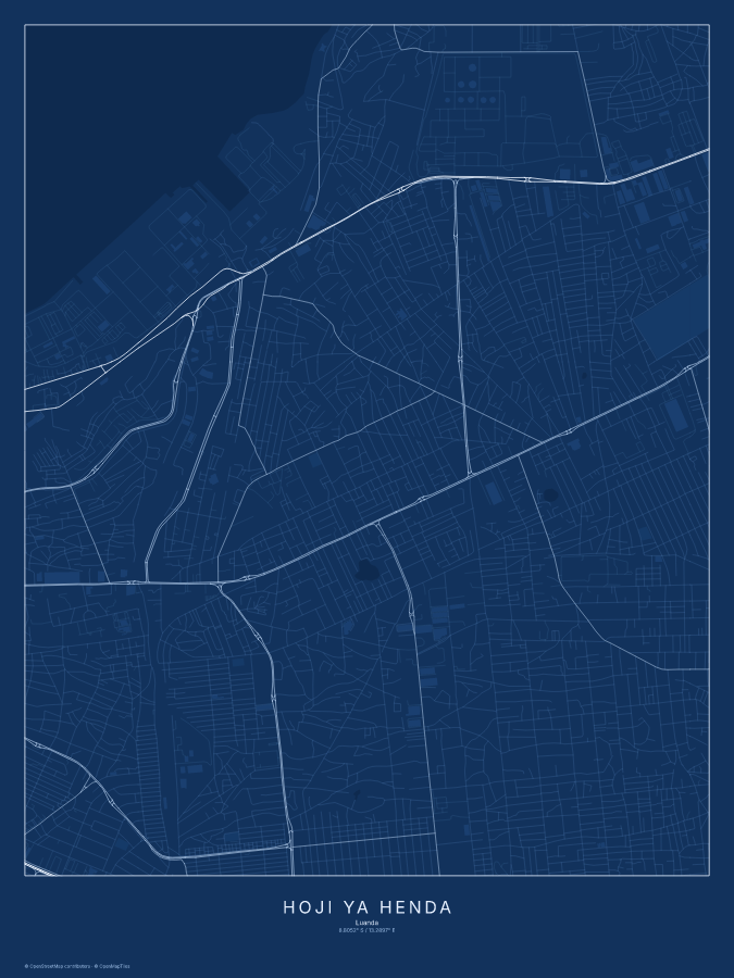 Hoji ya Henda map poster, blueprint style