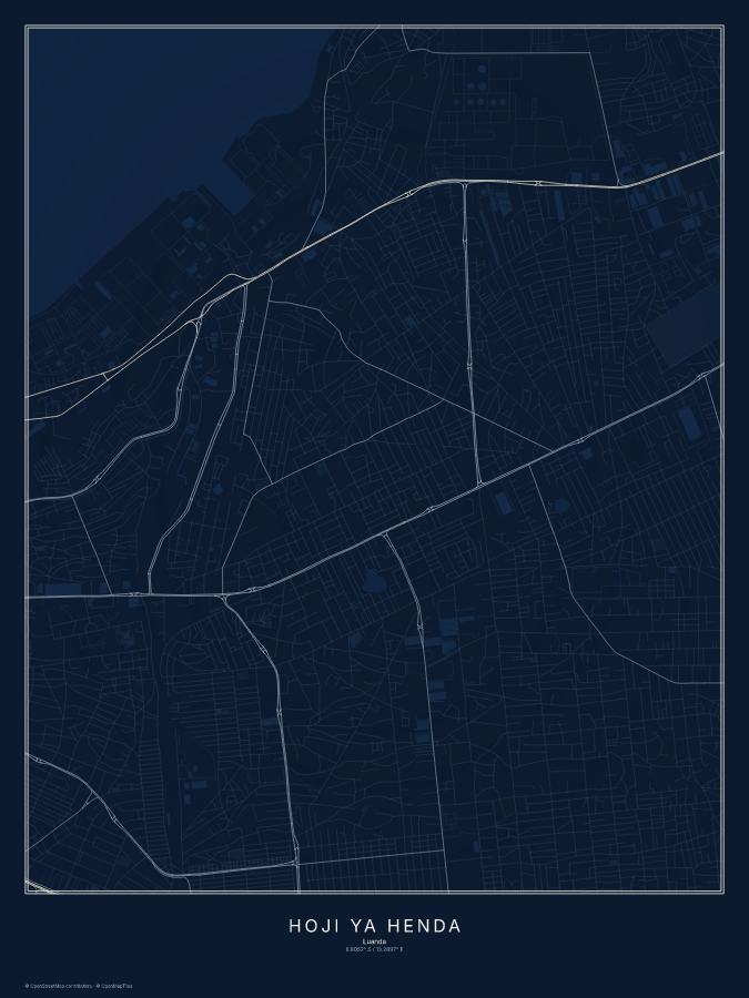 Hoji ya Henda map poster, midnight style
