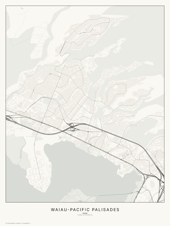 Waiau-Pacific Palisades map poster, classic style