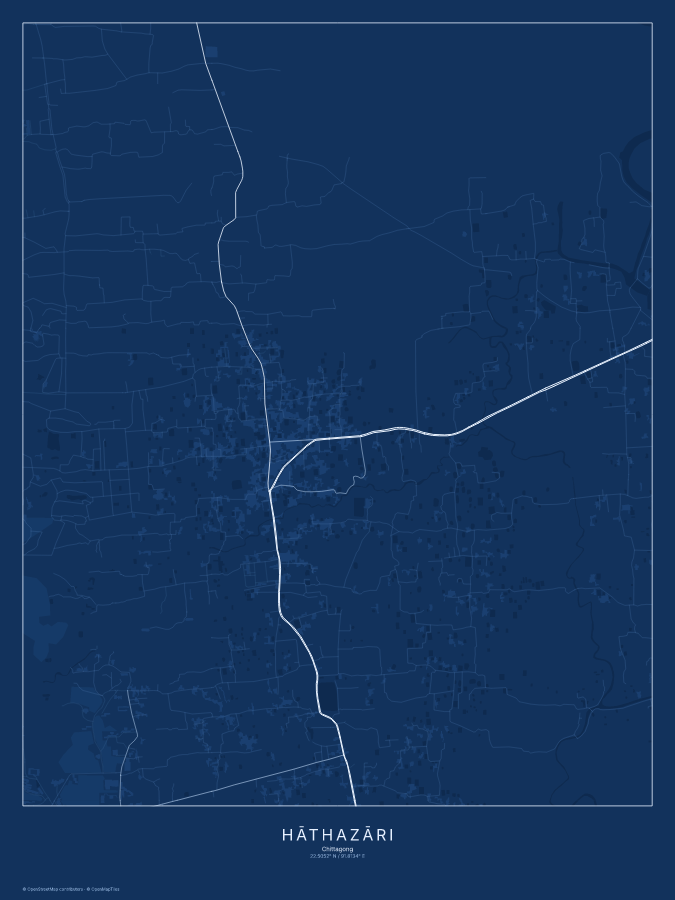 Hāthazāri map poster, blueprint style