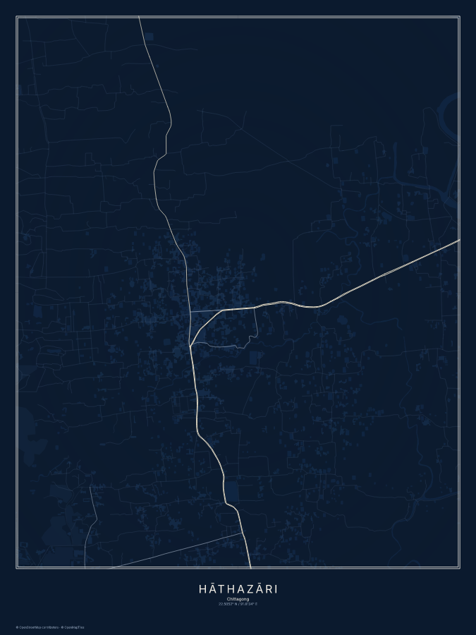 Hāthazāri map poster, midnight style