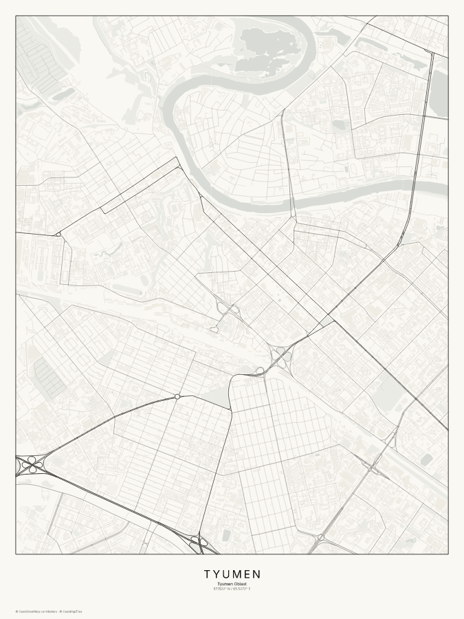 Tyumen map poster, classic style