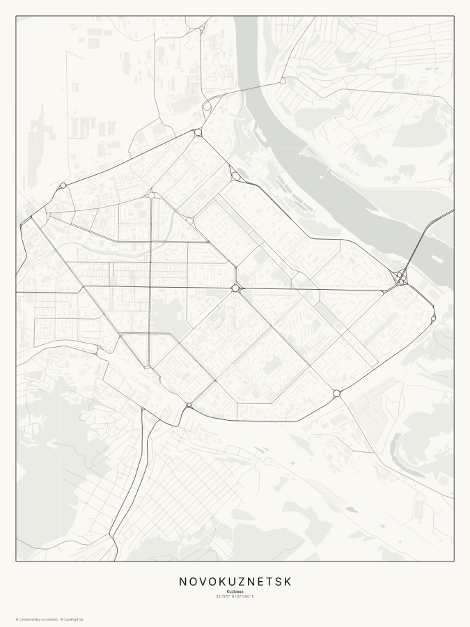 Novokuznetsk map poster, classic style