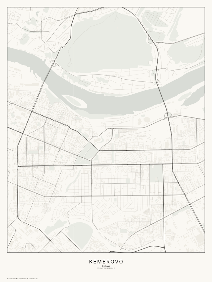 Kemerovo map poster, classic style