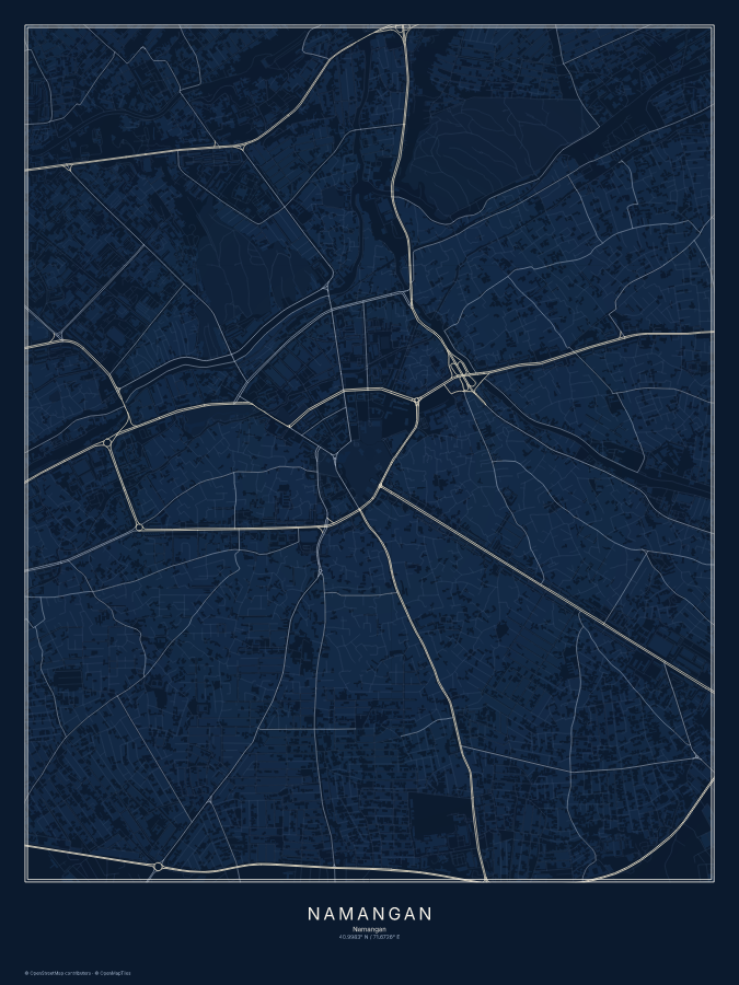 Namangan map poster, midnight style