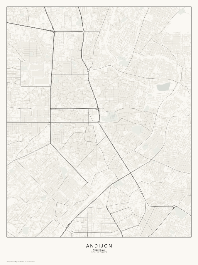 Andijon map poster, classic style
