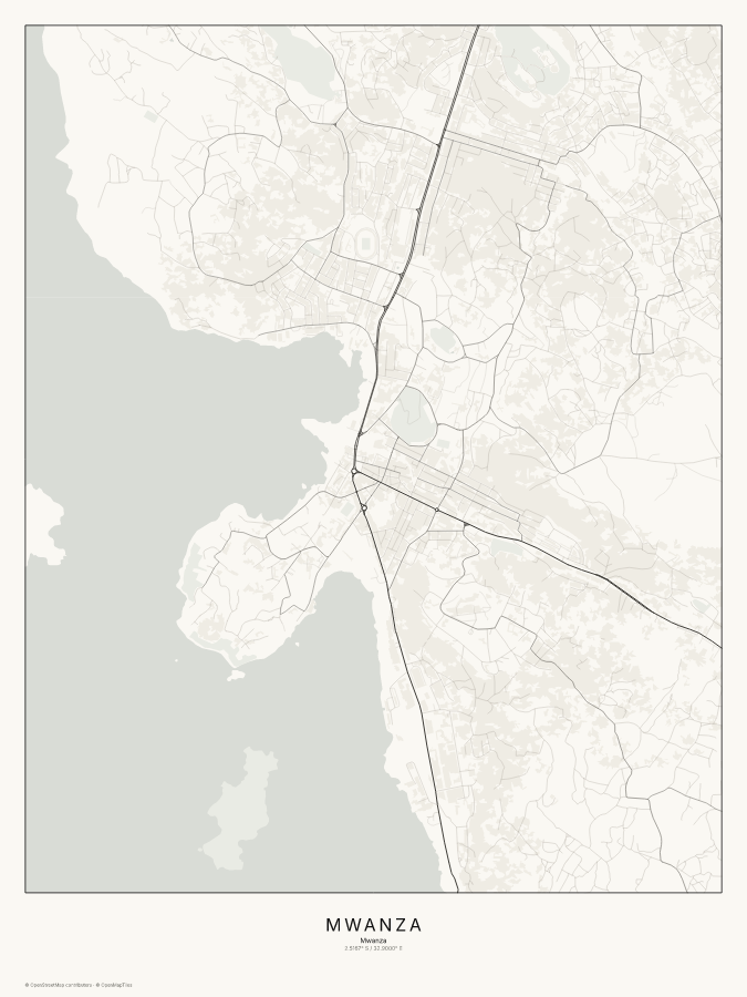 Mwanza map poster, classic style