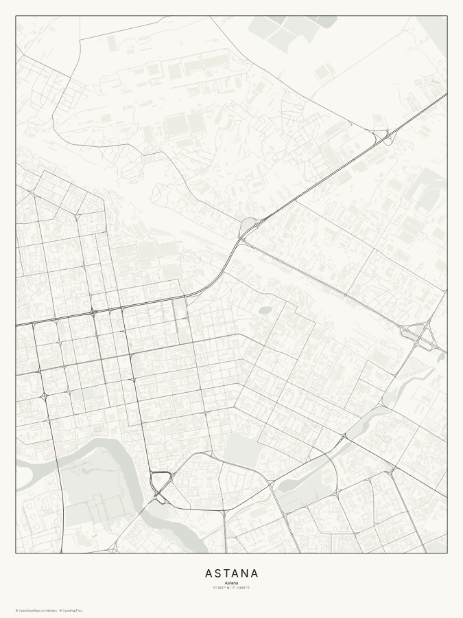 Astana map poster, classic style