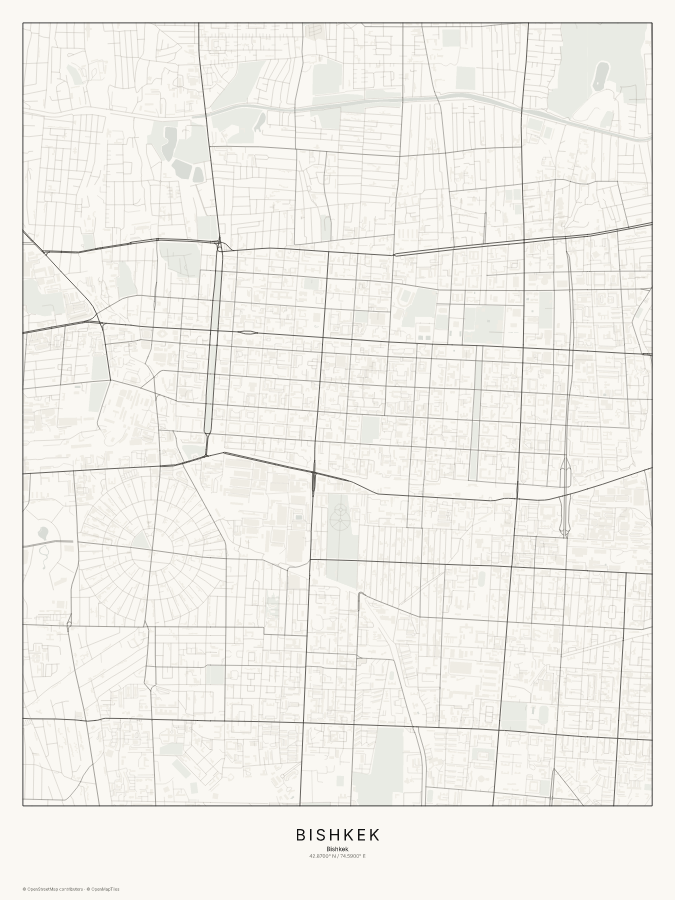 Bishkek map poster, classic style