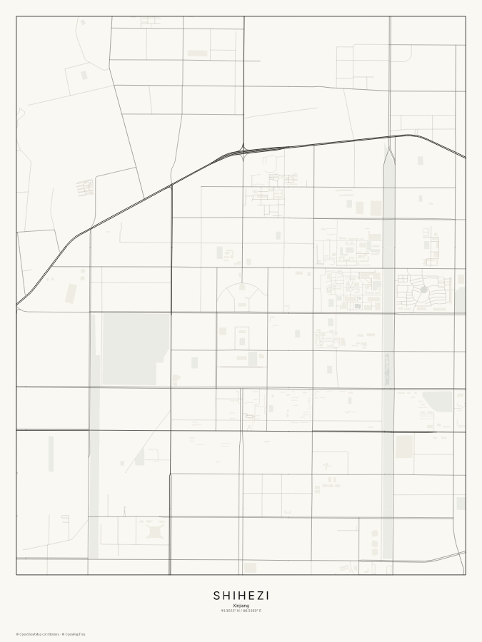 Shihezi map poster, classic style