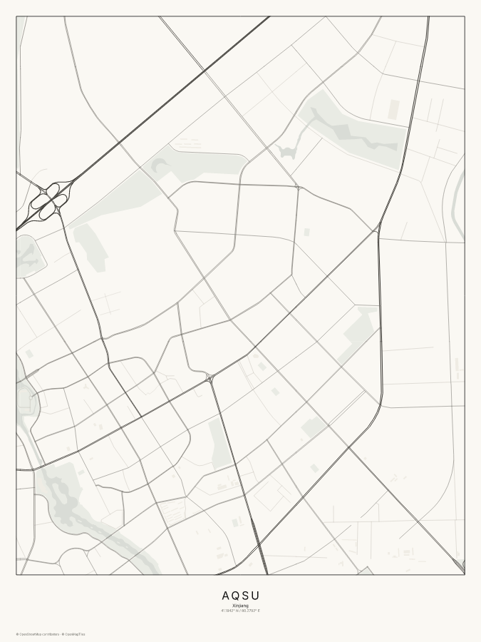 Aqsu map poster, classic style