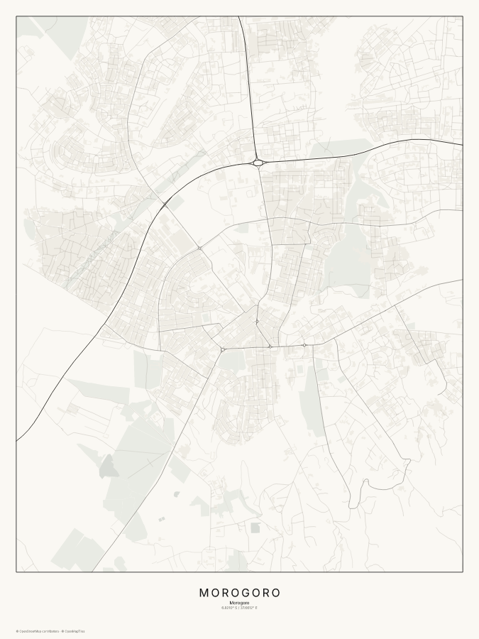 Morogoro map poster, classic style