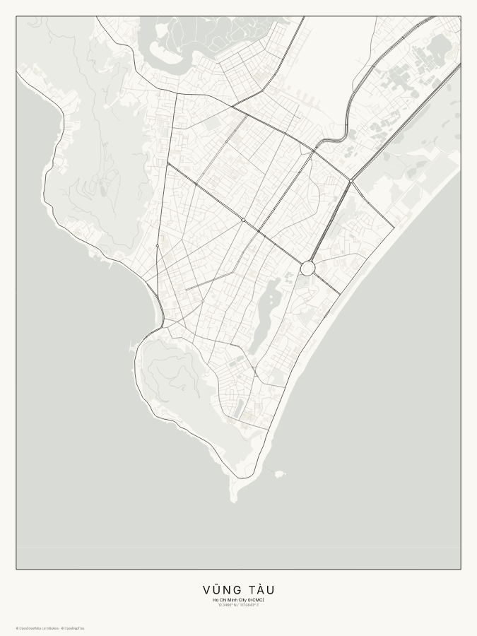 Vũng Tàu map poster, classic style