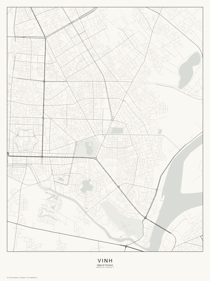 Vinh map poster, classic style