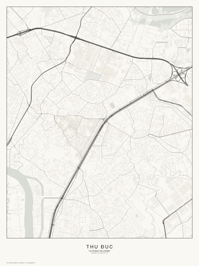 Thủ Đức map poster, classic style