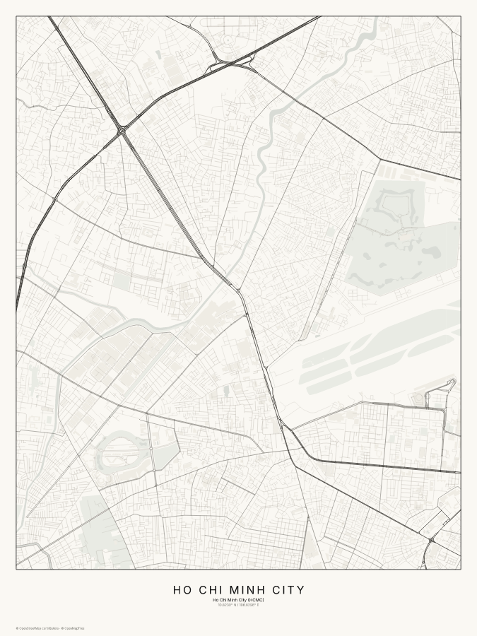 Ho Chi Minh City map poster, classic style