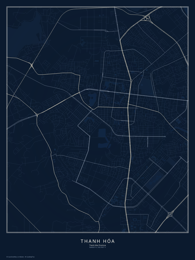 Thanh Hóa map poster, midnight style