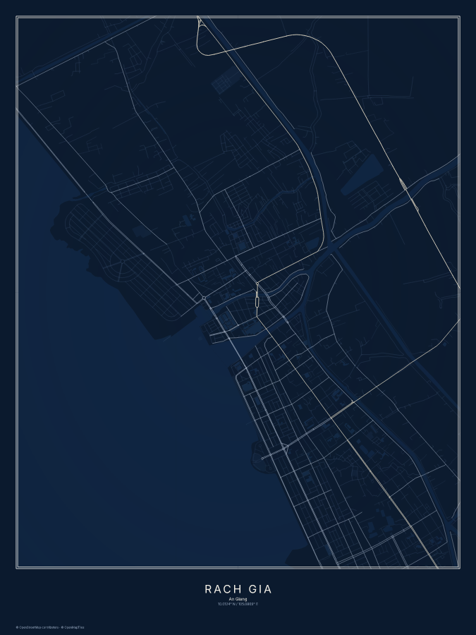 Rạch Giá map poster, midnight style