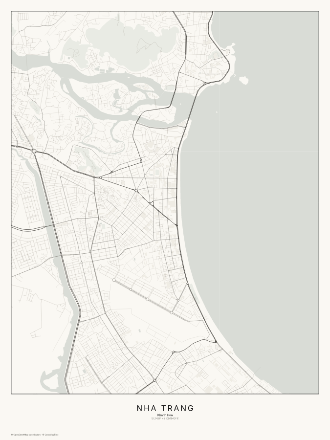 Nha Trang map poster, classic style