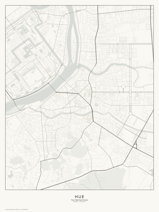 Huế map poster, classic style