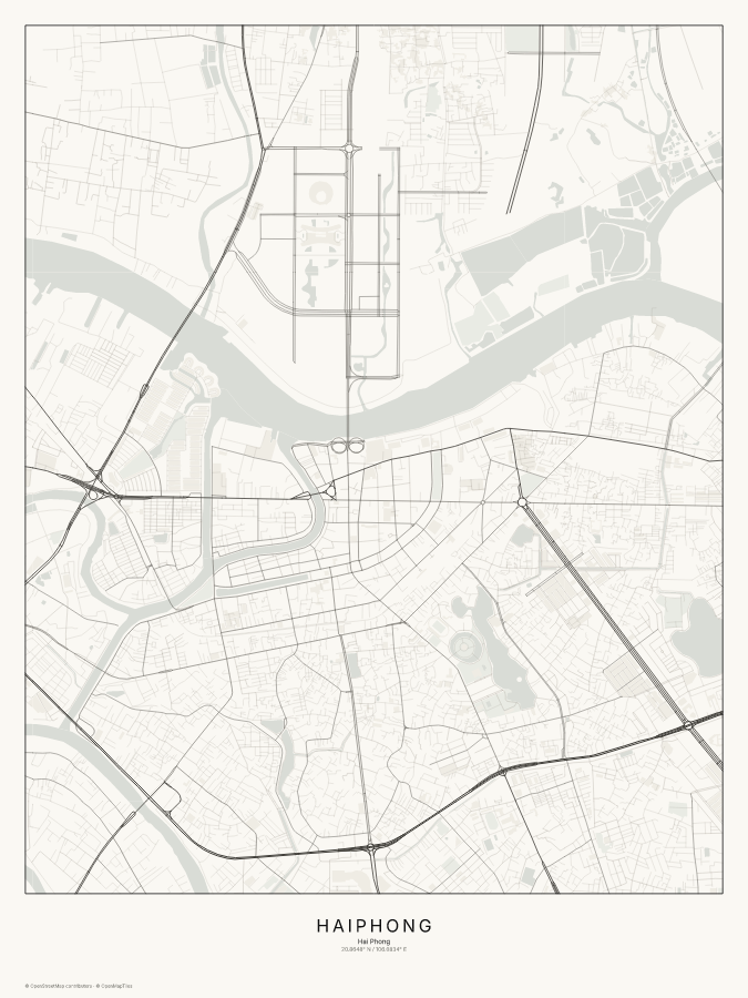 Haiphong map poster, classic style