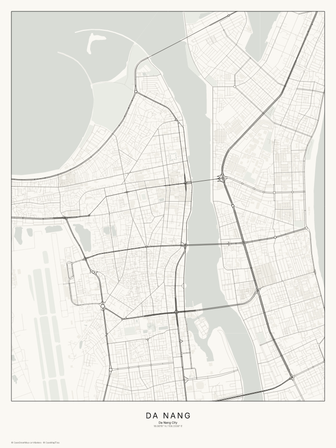 Da Nang map poster, classic style