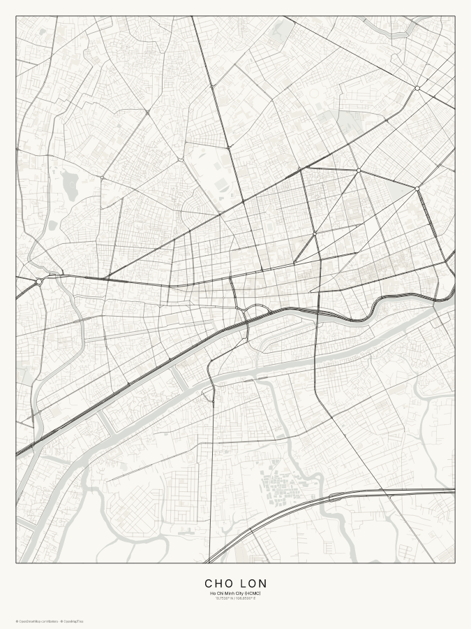 Chợ Lớn map poster, classic style