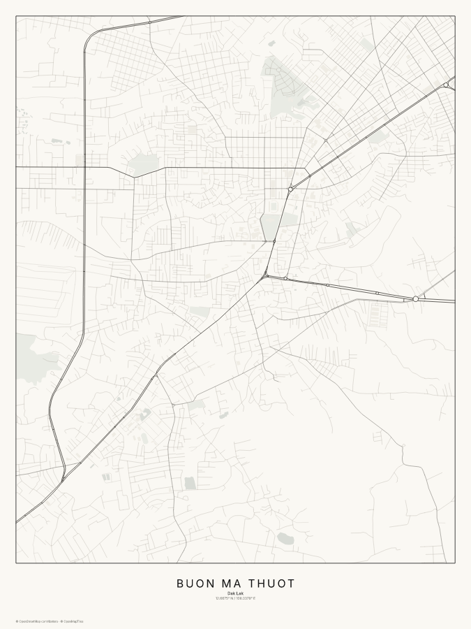 Buôn Ma Thuột map poster, classic style