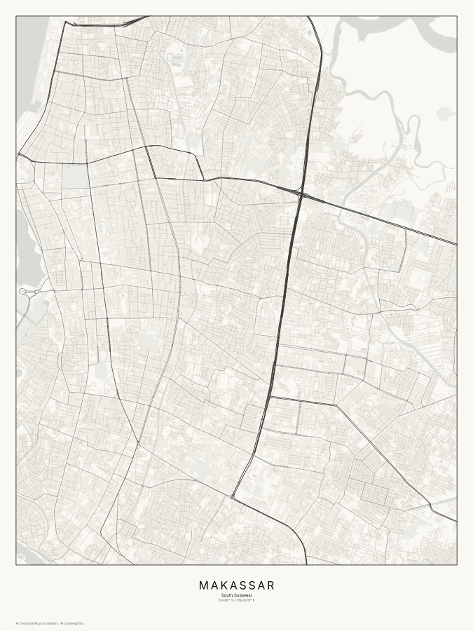 Makassar map poster, classic style