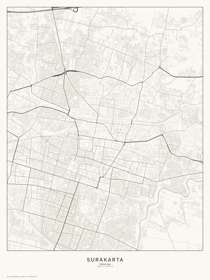 Surakarta map poster, classic style