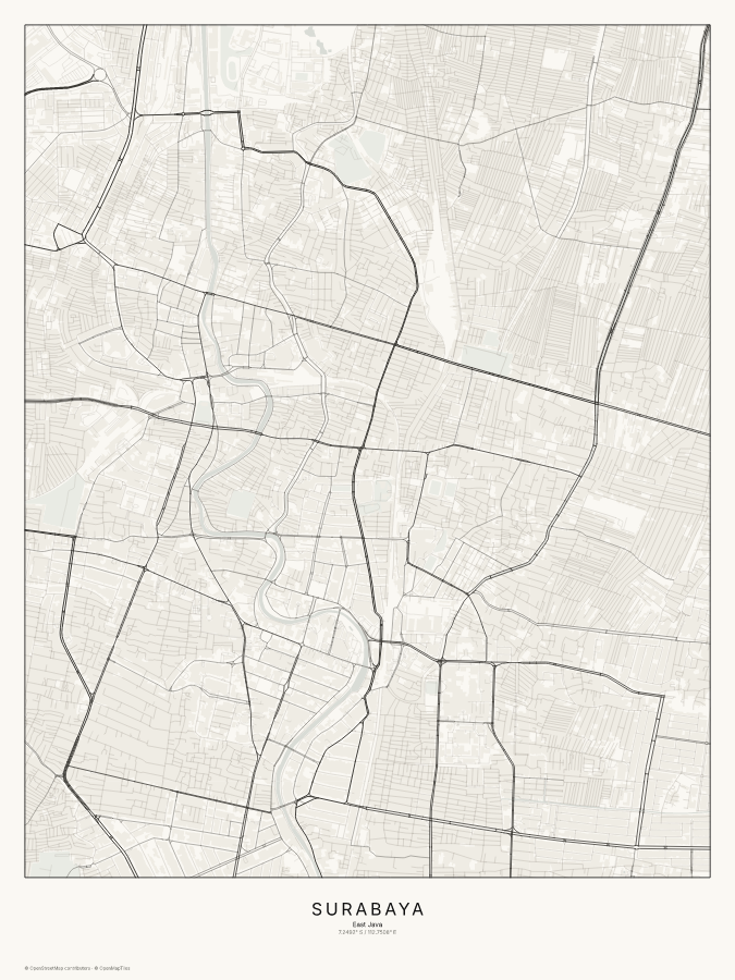 Surabaya map poster, classic style