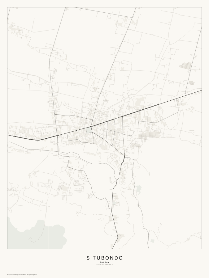 Situbondo map poster, classic style