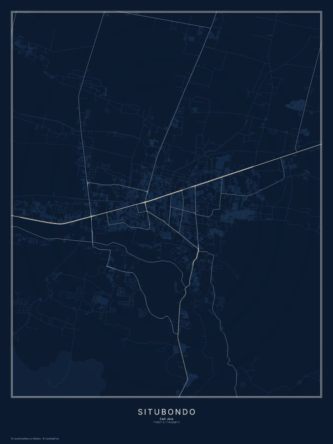 Situbondo map poster, midnight style