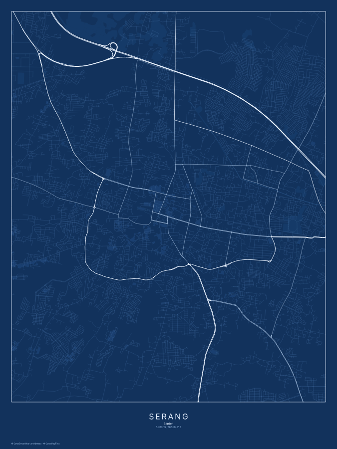 Serang map poster, blueprint style