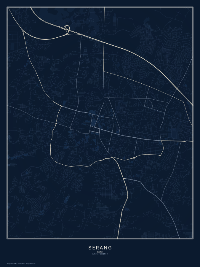 Serang map poster, midnight style
