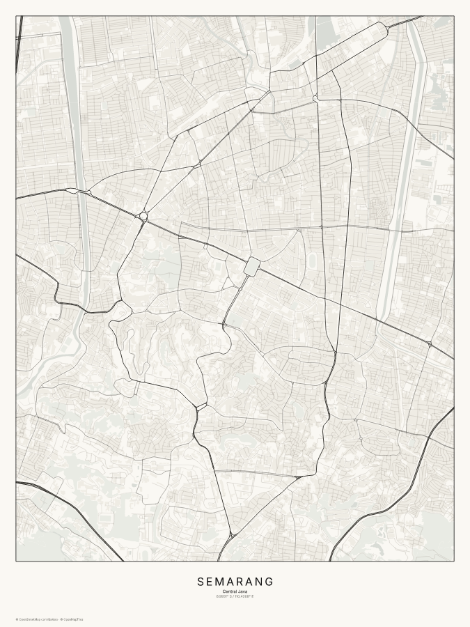 Semarang map poster, classic style