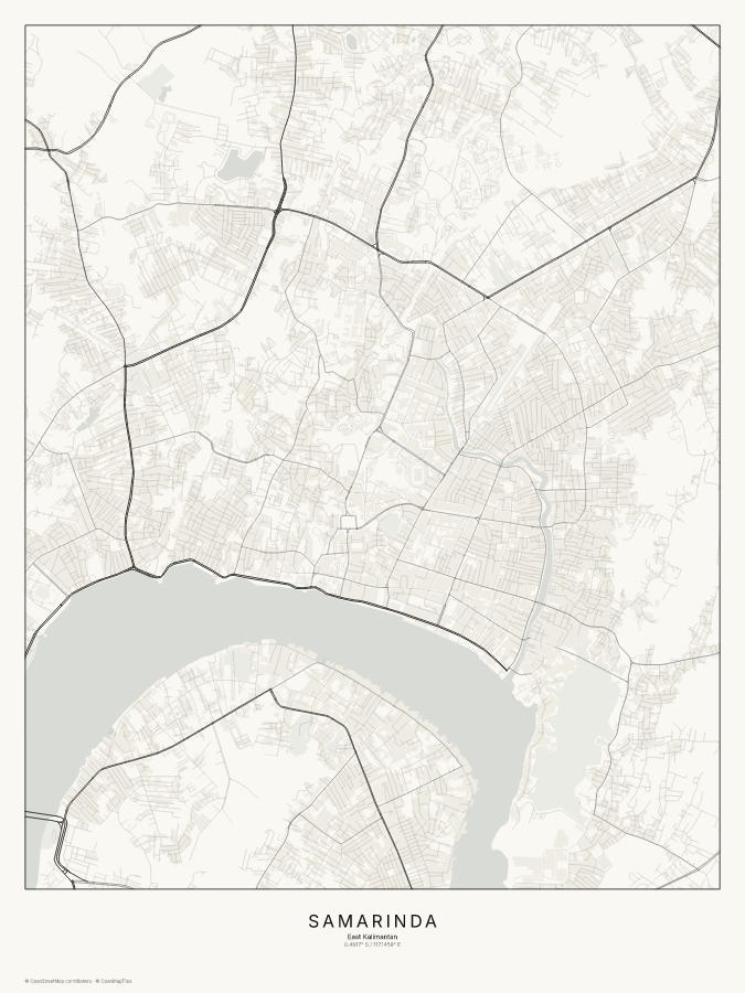Samarinda map poster, classic style