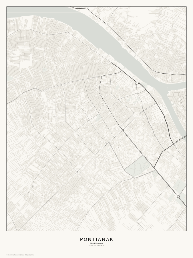 Pontianak map poster, classic style