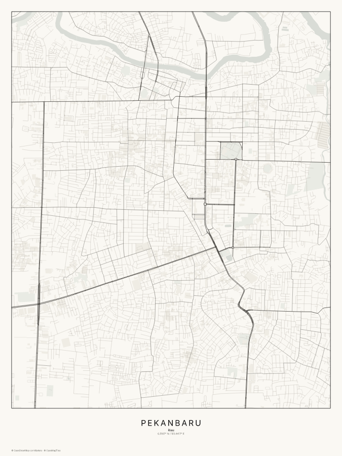 Pekanbaru map poster, classic style